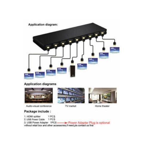4K HDMI Splitter Video Distributor Repeater 1 In 8 Out for Xbox Laptop PC To TV