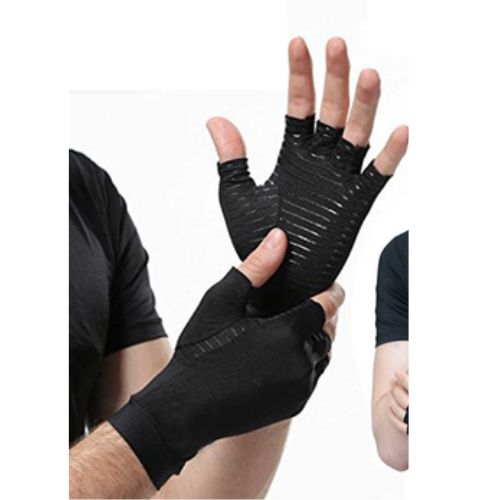 Anti Arthritis Compression Gloves Copper Fingerless Pain Relief Support