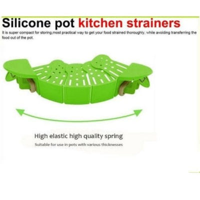 Foldable Strainer Adjustable Pan Pot Side Water Drainer Kitchen Clip-on Colander