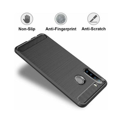 For Samsung Galaxy A21 Case - Shockproof Carbon Fiber TPU Heavy Duty Cover