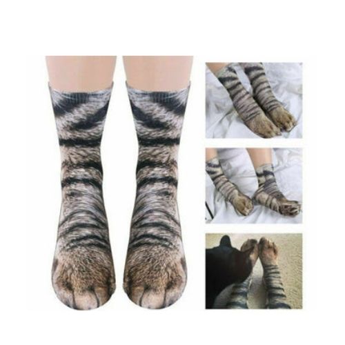 Unisex Animal Cat Paw Socks 3D Printed Crew Hoof Tube Funny For Men Women Kids