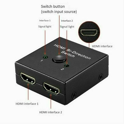 2x1 1x2 UHD 4K Bi Direction HDMI 2.0 Switch Switcher Splitter Hub HDCP 3D 1080P