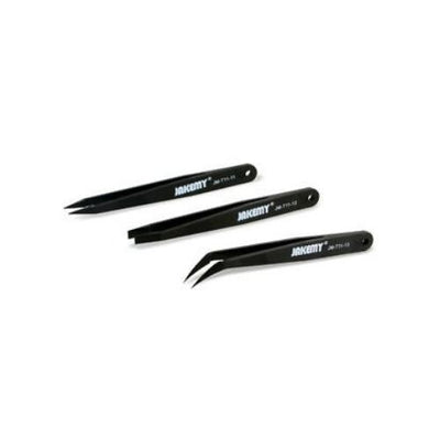 JAKEMY JM-T11 3in1 Anti-static Heat Resistant Flat Pointed Curved Tweezers Set