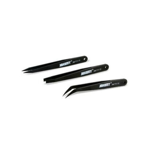 JAKEMY JM-T11 3in1 Anti-static Heat Resistant Flat Pointed Curved Tweezers Set