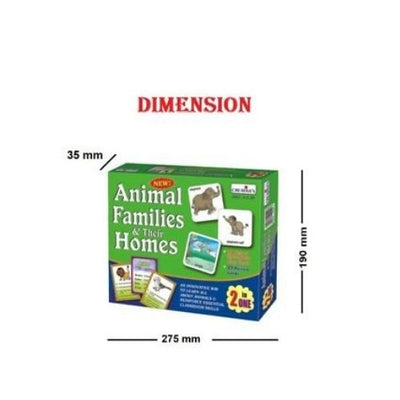 Animal Family And Their Home Card 2 In 1- Multi-Color, 63 Pieces Pictures Cards