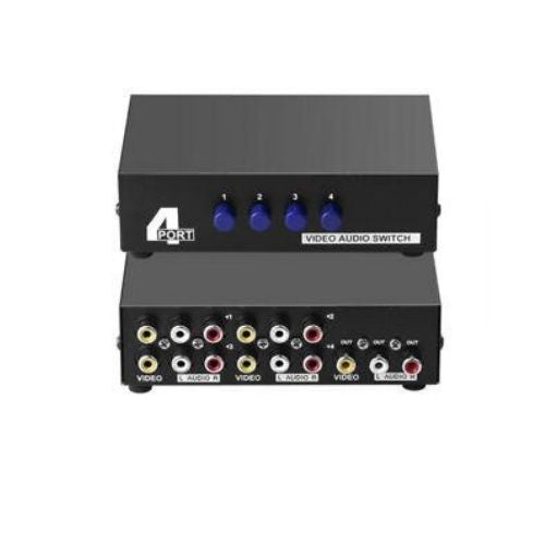 AV Switch Box Composite Selector 4 Port RCA Audio Video 4 In 1 Out To TV