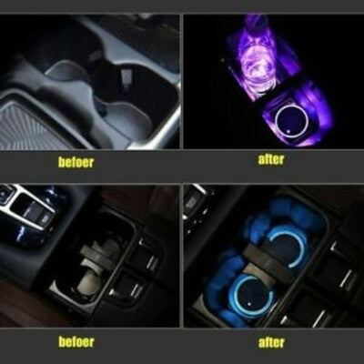 LED Car Cup Holder - Atmosphere Lamps USB Charging Mat Cup Pad (Seven Colours)