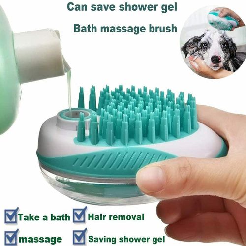 2 in 1 Pet Soft Brush Bath Fur Massage Brush Shampoo Dispenser Massaging Washing