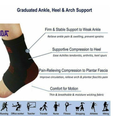 Ankle Support Brace Elastic Compression Wrap Sleeve Sports Relief Pain Foot CA