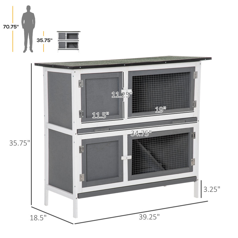 Solid Wood Rabbit/Bunny Hutch with 2 Large Main Rooms