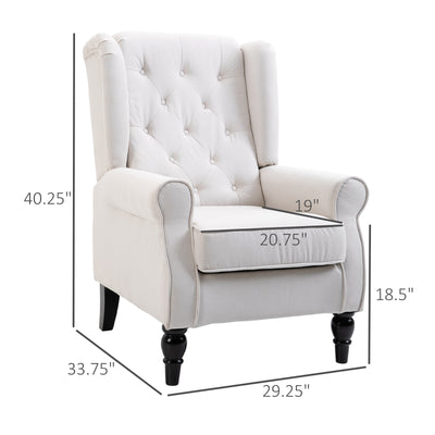 Fabric Tufted Club Accent Chair with Wooden Legs