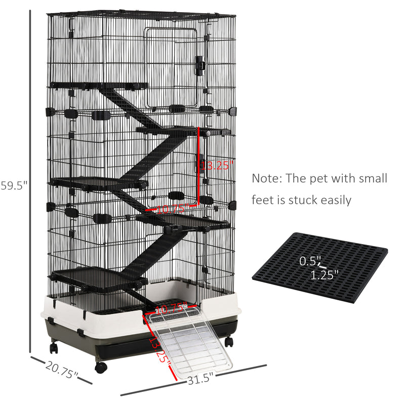 Moveable Small Animal Cage with Ramp, Platform, &amp; Strong Heavy Duty Build