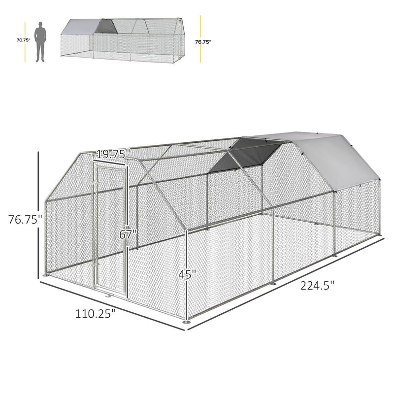 Large Metal Walk-In Chicken Coop Run Cage Outdoor Cover