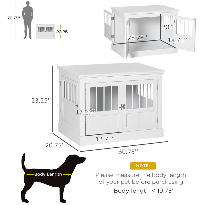 Indoor Dog Crate End Table Pet Kennel W/ Large Entrance Magnetic Doors