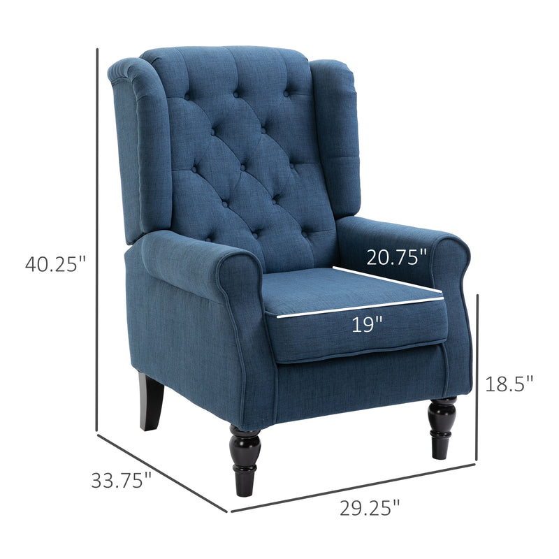 Fabric Tufted Club Accent Chair with Wooden Legs