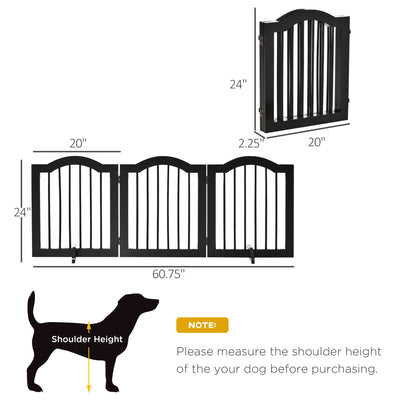 PawHut Freestanding Pet Dog Gate 24" Tall Folding Indoor Barrier 3 Panel