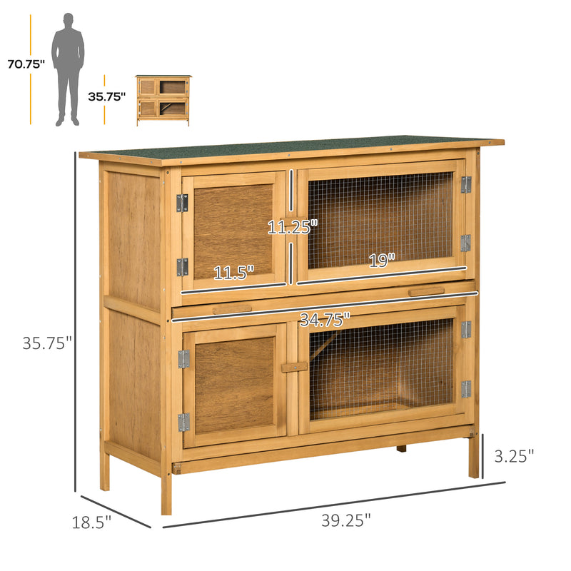 Solid Wood Rabbit/Bunny Hutch with 2 Large Main Rooms