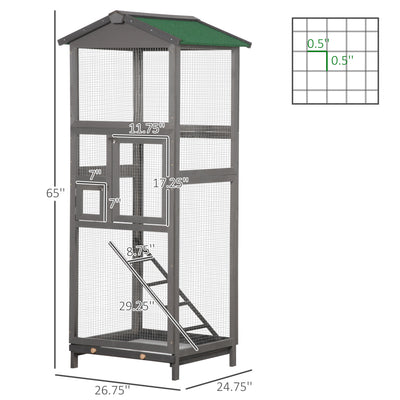 65&quot; Extra Large Wooden Bird Cage Habitat with Strong Metal Wire 2 Doors