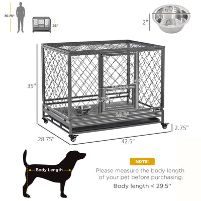 Steel Dog Kennel Collapsible with Easy-Open Top Hatch and Slide Out Tray, Black