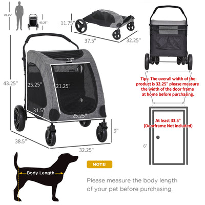 PawHut Pet Stroller Universal Wheel Medium Size Dogs