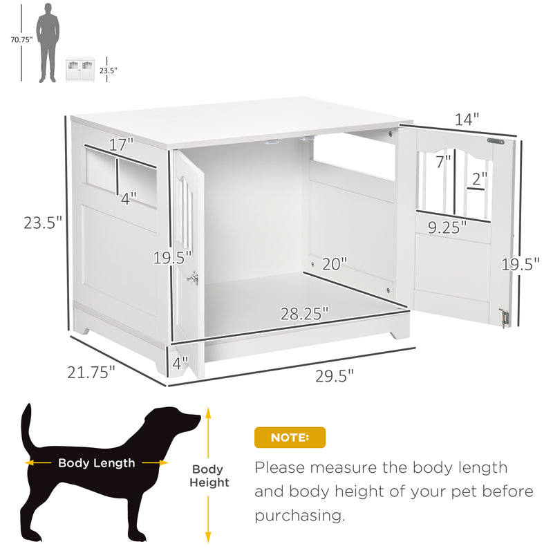 Wooden Dog Cage Furniture Style Pet Kennel Crate w/ Windows and Lockable Doors