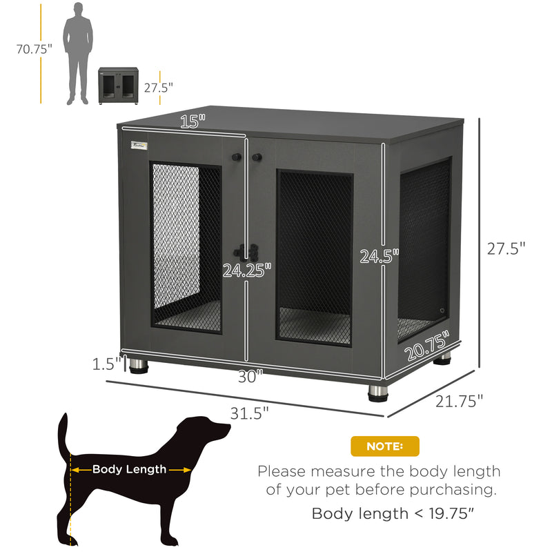 Dog Kennel Furniture W/ Double Doors Cushion for Medium Dogs