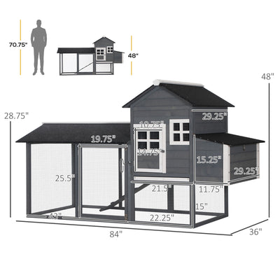 84&quot; Wooden Chicken Coop Backyard Nest Box Hen House Wood Poultry Hutch Nesting