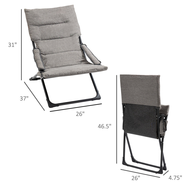 Sling Fabric Lounge Chair Folding Sun Lounger w/Padded Cushion,Armrest