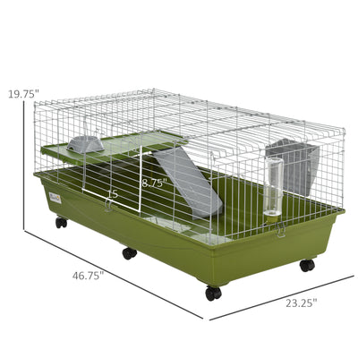 Guinea Pig, Hamster, &amp; Chinchilla House Cage w/ Food Dish, Wheels, &amp; Bottle