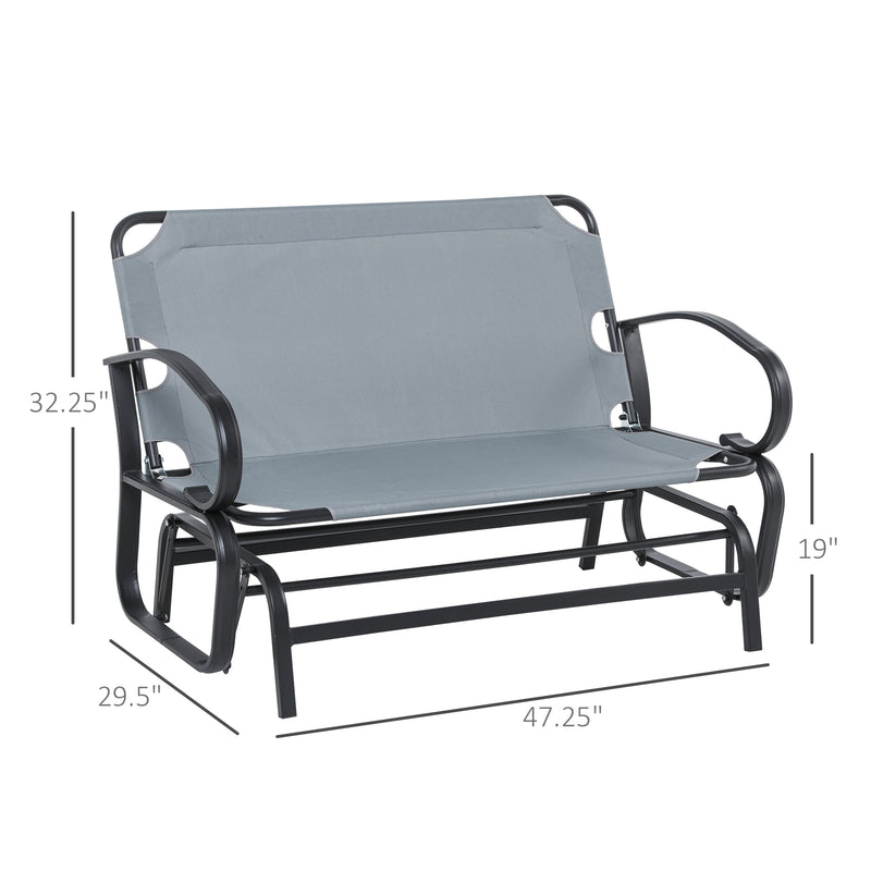 Outdoor Garden 2-Person Gliding Chair Patio Glider with Cushions Steel