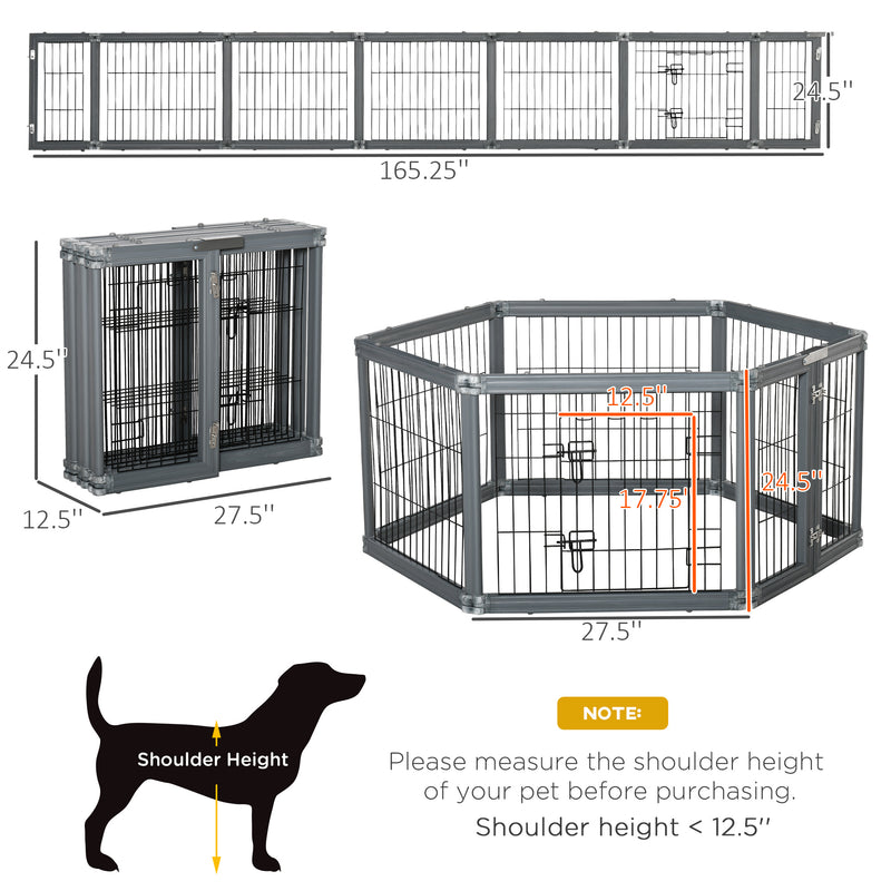 24.5&quot; Heavy-Duty Dog Fence 6 Panels Pet Playpen w/ Double Locking Latches