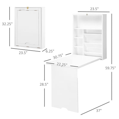 Wall Mount Writing Table Convertible Folding Computer Desk Storage Home Office