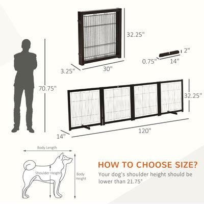 Freestanding Folding Pet Gate 4 Panels Dog Puppy Barrier with Support Feet