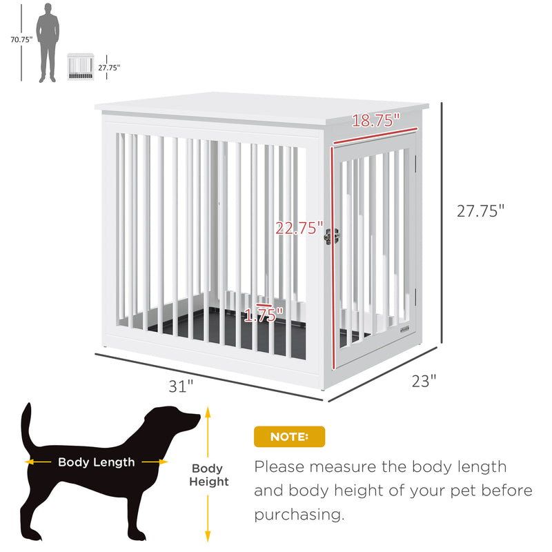 Wooden Dog Crate Furniture End Table Pet Kennel w/ Door Safety Lock