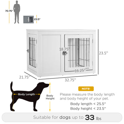 Furniture Style Dog Crate End Table, w/ Double Doors for Small &amp; Medium Dogs