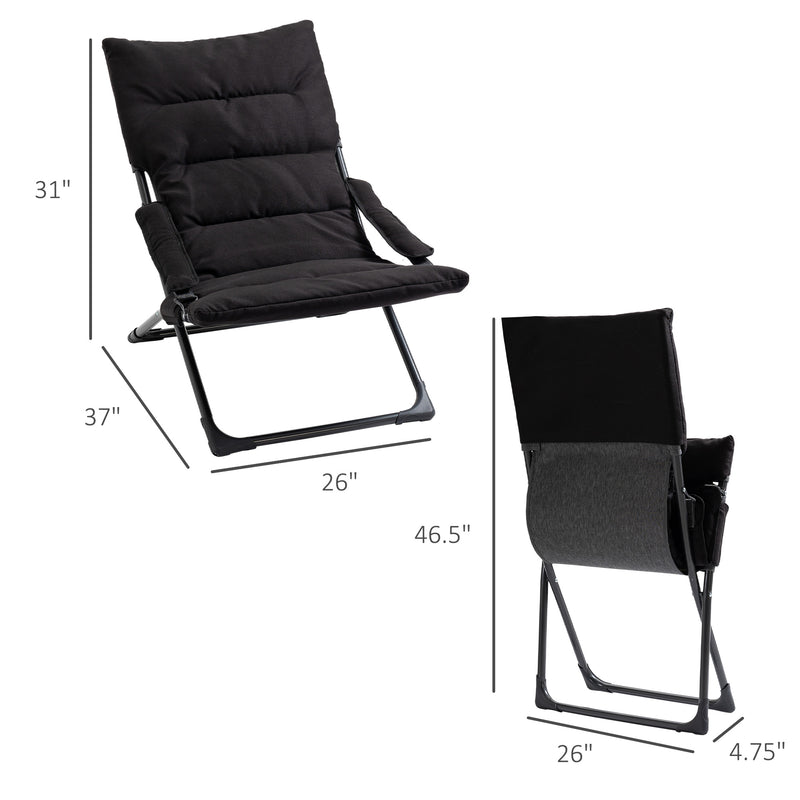 Sling Fabric Lounge Chair Folding Sun Lounger w/Padded Cushion,Armrest