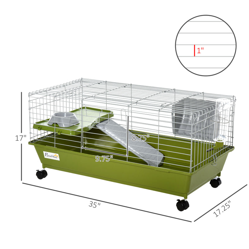 Guinea Pig, Hamster, &amp; Chinchilla House Cage w/ Food Dish, Wheels, &amp; Bottle