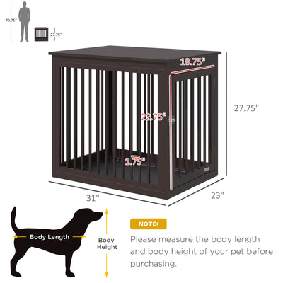 Wooden Dog Crate Furniture End Table Pet Kennel w/ Door Safety Lock
