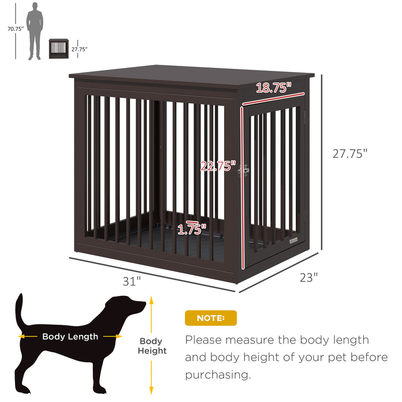 Wooden Dog Crate Furniture End Table Pet Kennel w/ Door Safety Lock