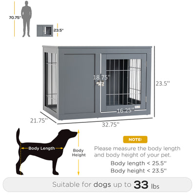 Furniture Style Dog Crate End Table, w/ Double Doors for Small &amp; Medium Dogs