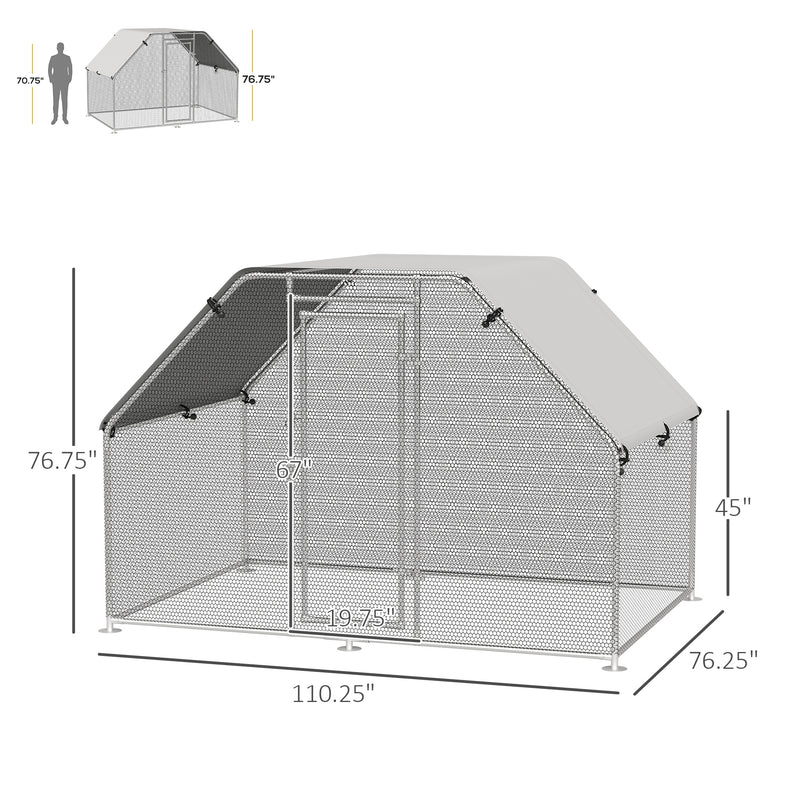 Large Metal Walk-In Chicken Coop Run Cage w/ Cover Outdoor