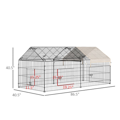 Galvanized Cage with Cover for Dog, Rabbit, and Chicken Run, 87&quot;