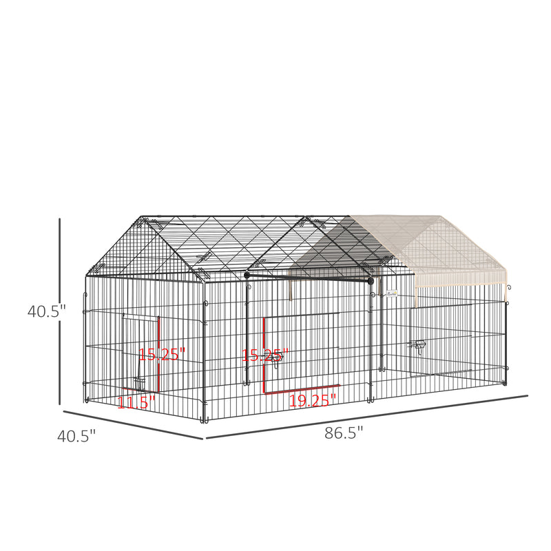 Galvanized Cage with Cover for Dog, Rabbit, and Chicken Run, 87&quot;