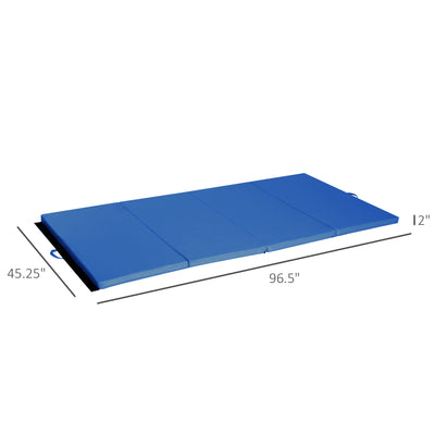 4'×8'×2'' Folding Exercise Mat Floor Gym Mat Fitness Yoga Pad PU Leather