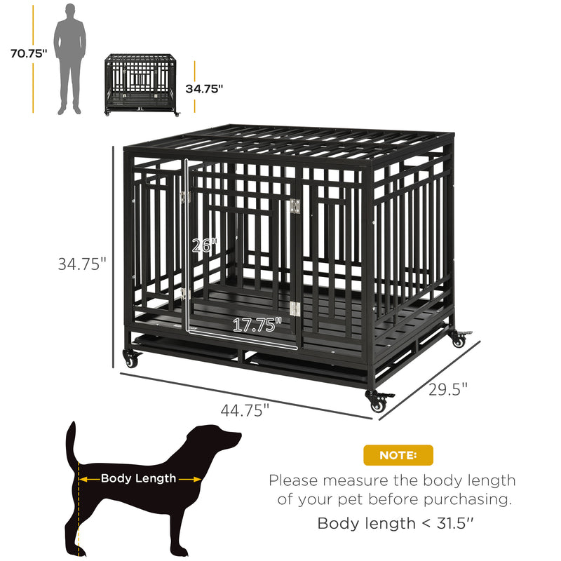 Heavy Duty Dog Pet Crate Kennel Cage Playpen Metal W/ Tray Castor