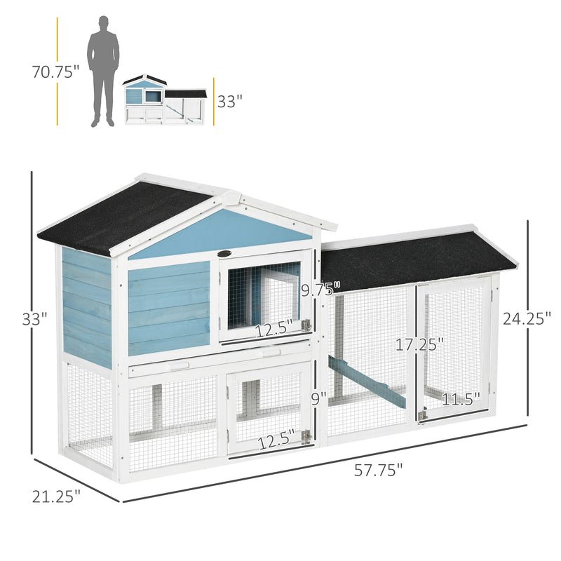 Two Story Small Animal House w/ Slide Out Tray, Ramp, Outdoor Run