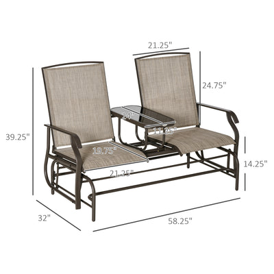 58&quot; 2 Person Glider Rocking Chair Garden Bench Outdoor Loveseat