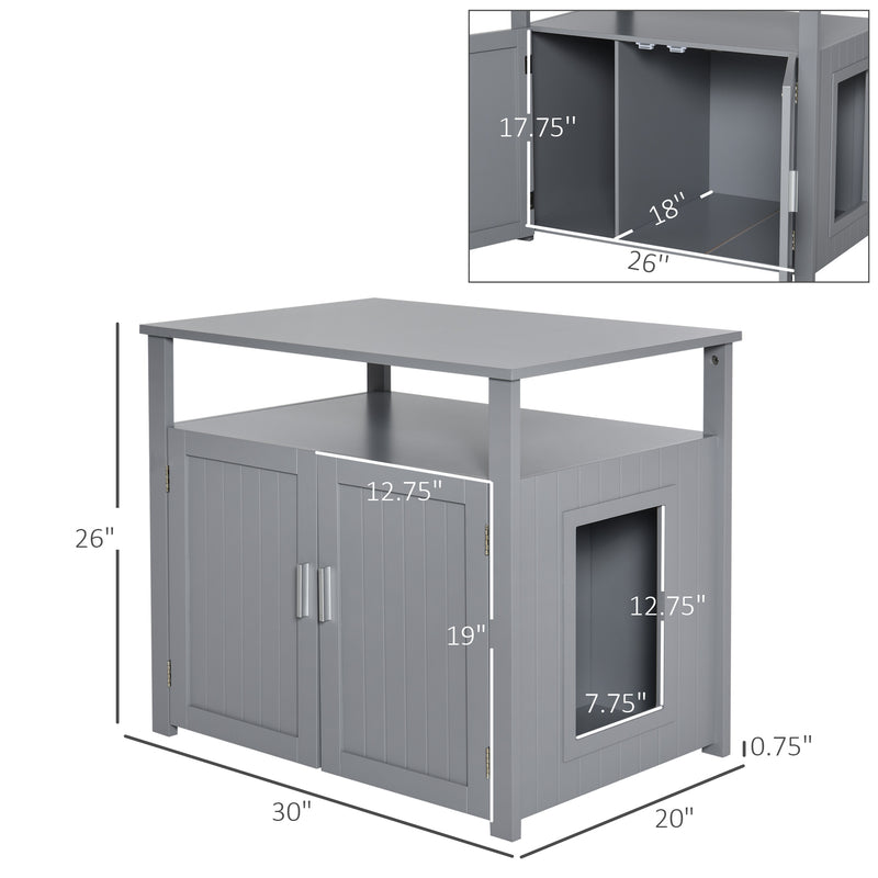 Inside Tabletop Side Table Cat Box Fixture w/ Magnetic Closing Door