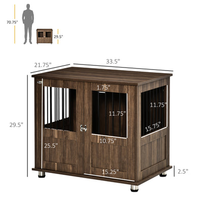 Medium Wooden Furniture Style Dog Crate w/ Double Door, Indoor End Table