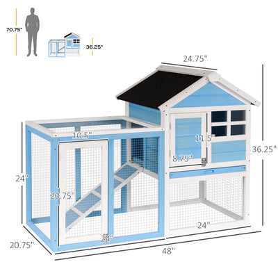 48&quot; Rabbit Hutch Cage Bunny House Wooden Habitat Pet Small Animal w/ Tray &amp; Ramp